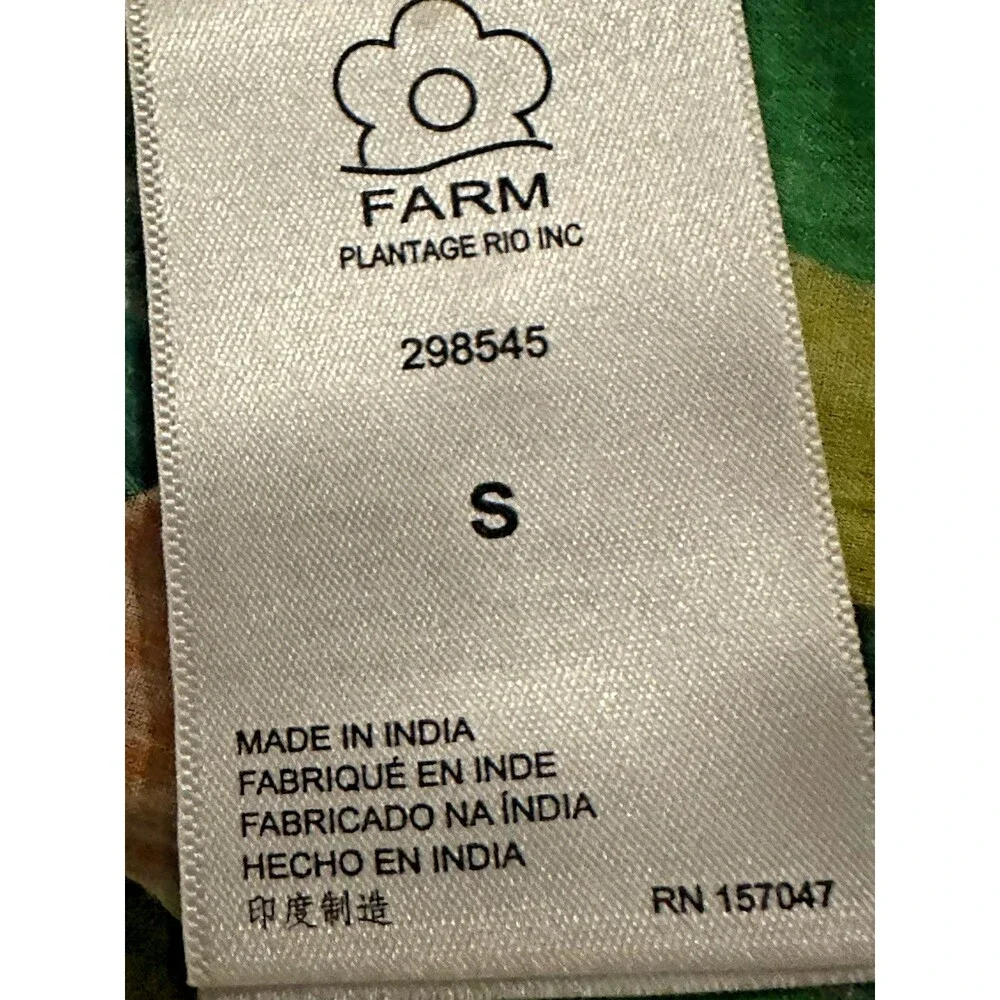 Farm Rio Women Sz S Tropical Toucan Floral Smocked Puff Sleeve Peplum Blouse NWT